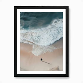 Person Walking On The Beach Art Print