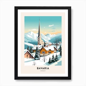 Vintage Winter Travel Poster Bavaria Germany 4 Art Print