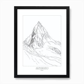 Alpamayo Peru Line Drawing 5 Poster Art Print