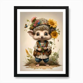 Baby Hedgehog In The Forest Artwork For Children Art Print