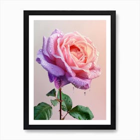 English Roses Painting Rose With Water Droplets 2 Art Print