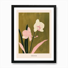 Pink & Green Orchid 2 Flower Poster Art Print