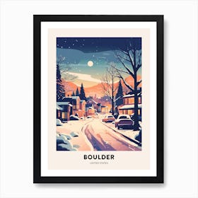 Winter Night  Travel Poster Boulder Colorado 2 Art Print