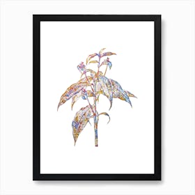 Stained Glass Commelina Zanonia Mosaic Botanical Illustration on White Art Print