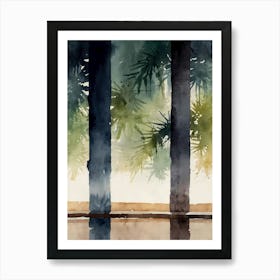 Watercolour Of Palm Trees Art Print