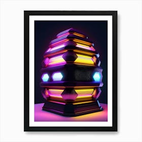 Beehive with neon lights 4 Art Print