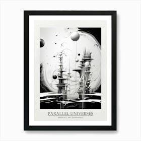 Parallel Universes Abstract Black And White 10 Poster Art Print
