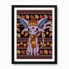 Fall Espeon Sweater - Pokemon Autumn Art Print