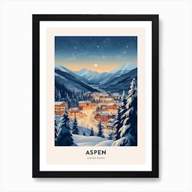 Winter Night  Travel Poster Aspen Colorado 3 Art Print