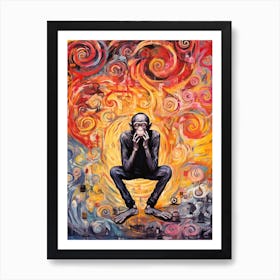 Psychedelic Thinker Monkey Painting 2 Art Print