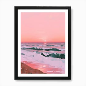 Pink Pastel Sunset Beach Art Print