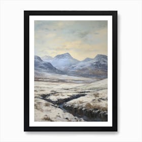 Vintage Winter Painting Snowdonia National Park United Kingdom 4 Art Print