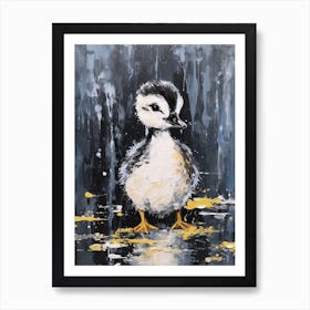 Duckling Grey Black & Yellow Gouache Painting Inspired 3 Art Print