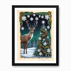 William Morris Christmas Deer 2 Art Print