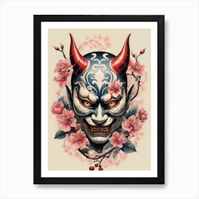 Floral Irezumi The Traditional Japanese Tattoo Hannya Mask (26) Art Print