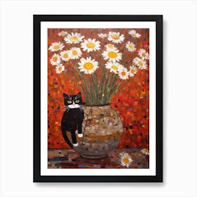 Aster With A Cat 3 Art Nouveau Klimt Style Art Print