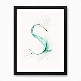S, Letter, Alphabet Minimalist Watercolour Painting Art Print