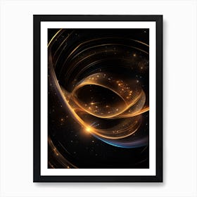 Abstract Golden Spiral Galaxy Background Art Print