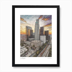 Los Angeles United States Drawing Pencil Style 3 Travel Poster Art Print