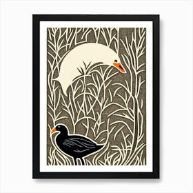 Coot 3 Linocut Bird Art Print