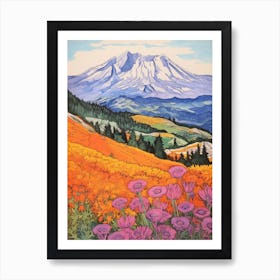 Mount St Helens United States 6 Colourful Mountain Illustration Art Print