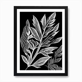 Tea Tree Leaf Linocut 1 Art Print