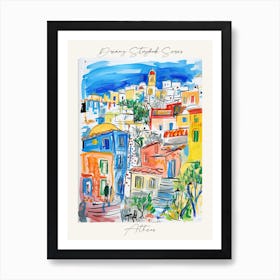 Poster Of Athens, Dreamy Storybook Illustration 3 Art Print