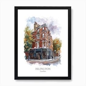Islington London Borough   Street Watercolour 1 Poster Art Print