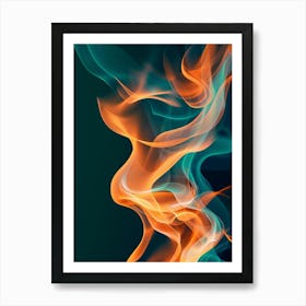 Orange And Blue Smoke Art Print