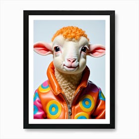 Anthropomorphic Baby Sheep In A Jacket Art Print