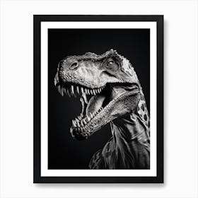 Black And White Photograph Of A Tyrannosaurus Rex 1 Art Print