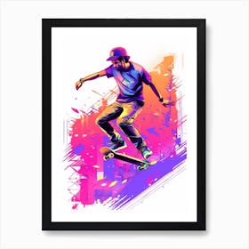 Skateboarding In Sao Paulo, Brazil Gradient Illustration 3 Art Print