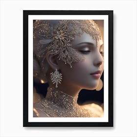 Portrait Of A Beautiful Woman In Gold Art Print