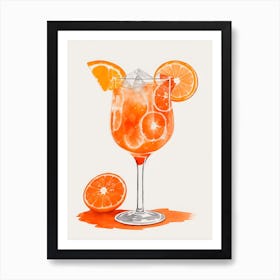 Aperol With Ice And Orange Watercolor Vertical Composition 41 Art Print