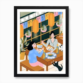 Friends Enjoying Meal Together Art Print