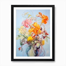 Abstract Flower Painting Bergamot 2 Art Print