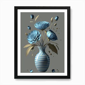 Blue Flowers In A Vase 2 Art Print