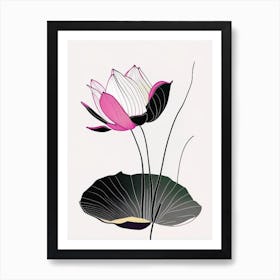 American Lotus Abstract Line Drawing 1 Art Print