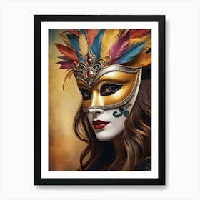 A Woman In A Carnival Mask (7) Art Print