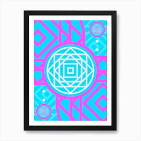 Geometric Glyph in White and Bubblegum Pink and Candy Blue n.0064 Art Print