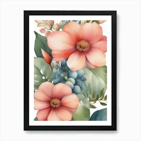 Watercolor Flowers Art Print