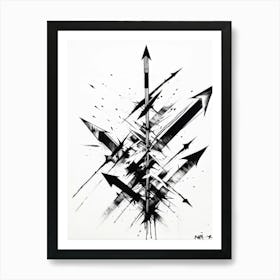 A Conceptual Digital Painting Showcasing A Grunge Infused Collection Of Hand Drawn Vector Arrows In (1) 1 Art Print