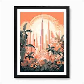 Burj Khalifa   Dubai, United Arab Emirates   Cute Botanical Illustration Travel 0 Art Print