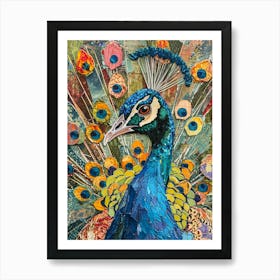 Kitsch Peacock Collage 1 Art Print
