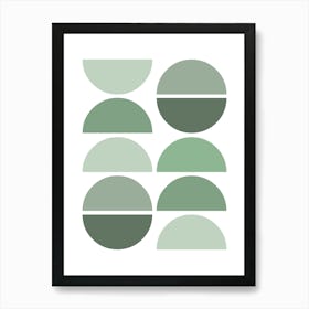 Sage Green Mid Century Semi Circles Art Print