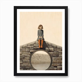 Girl On A Bridge Art Print