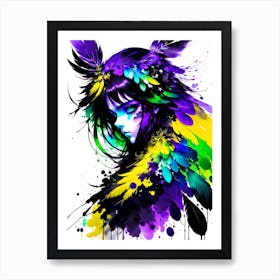 Girl With Feathers Art Print