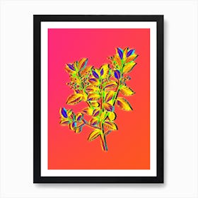 Neon Evergreen Oak Botanical in Hot Pink and Electric Blue n.0305 Art Print