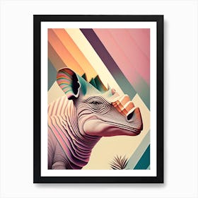 Protoceratops Pastel Dinosaur Art Print