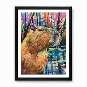 Capybara Colourful Watercolour 2 Art Print